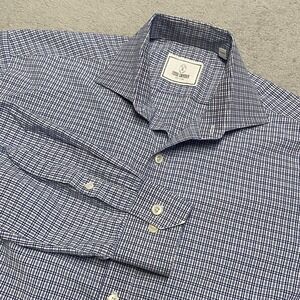 Todd Snyder Shirt‎ Mens 16 Blue Plaid Button Up Luxury Flaws Read